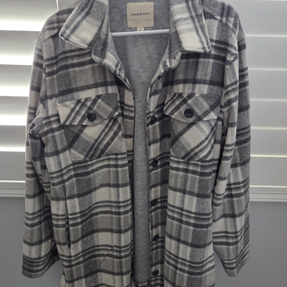 Thread & Supply Black and White Plaid Jacket